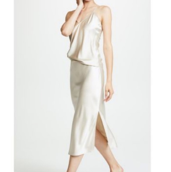 Theory Dresses & Skirts - Maxi Slip Skirt Ivory Satin Polyester Slinky Floaty Sexy NWT Size Small Theory